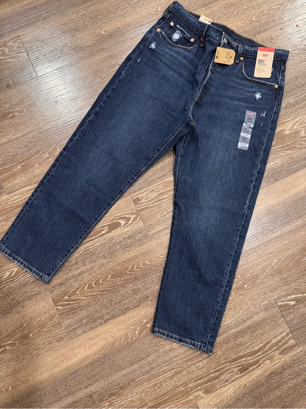 Levi's 501 Cropped Dark Indigo Denim Jeans - Picture 2 of 7